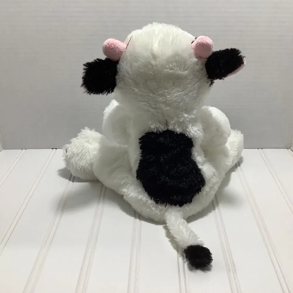 KellyToy Cow Hand Puppet 9” Plush White with Black Ears, story time